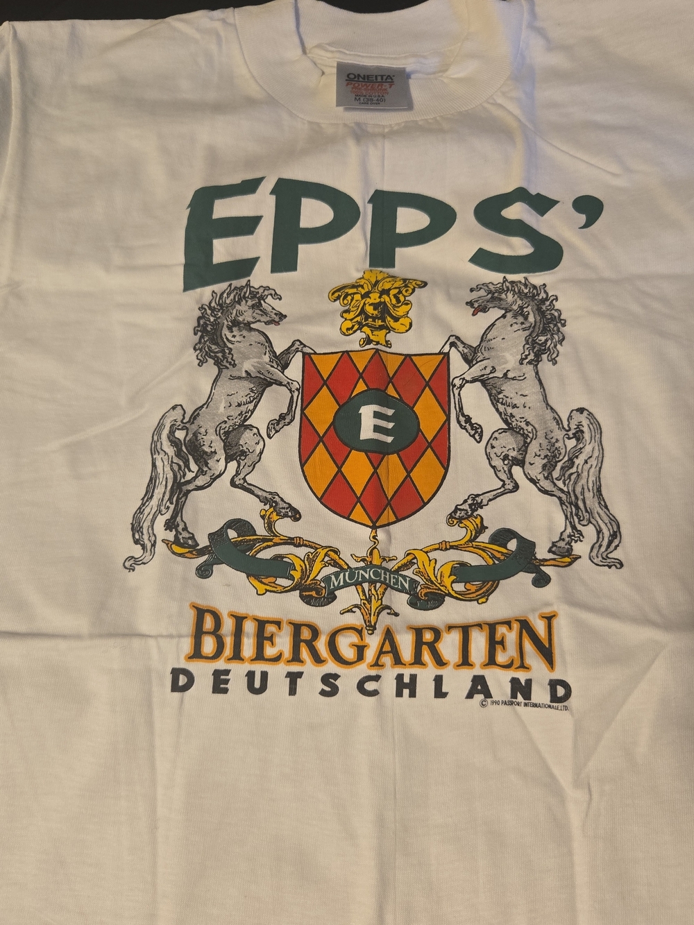 Vintage 1999 Epps' Biergarten Deutschland Beer White Graphic Tee
